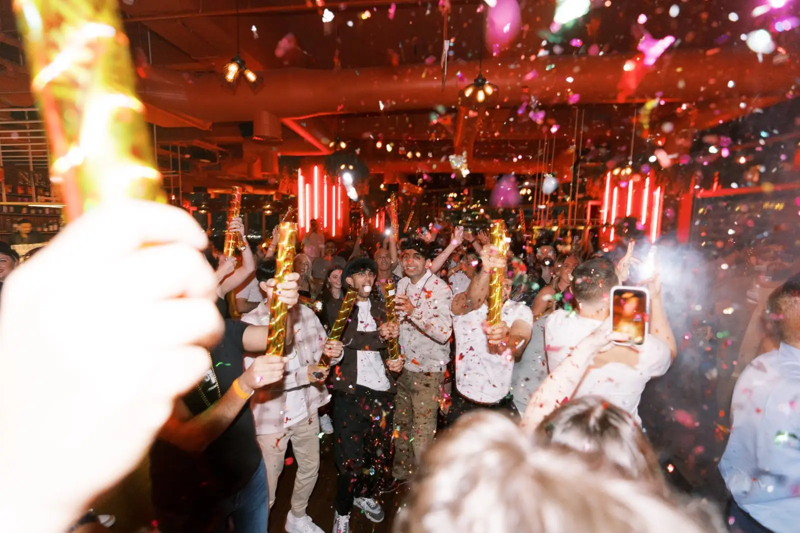 Confetti and sparklers over a full house at Cargo